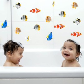 School of Fish Wall Decals,Under The Sea Wall Decals,Tropical Fish Decals for Bathroom Laundry（3）