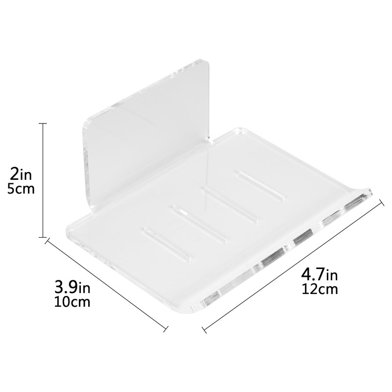 Self Adhesive Soap Dish Wall Mounted, 4 Slot Acrylic Soap