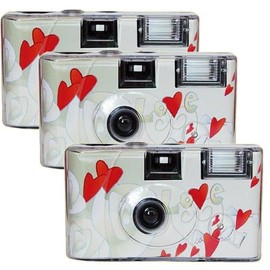 PHOTO PORST TopShot Flying Hearts Disposable Camera Edition Flying Hearts (27 Photos, Flash, Instax, Pack of 3)