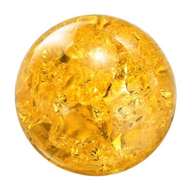 sourcing map 40mm/1.6" Crystal Sphere Ball Ice Cracked Glass Solid Decorative Sphere Crystal Ball Prop Ornament for Feng Shui Divination Fortune Telling Tabletop Fountain Decoration, Amber
