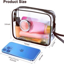 JIALWSJWAN Transparent PVC Cosmetic Bag Set of 3, Cube Shape Makeup Organizer for Traveling and Daily Use - 20cm*15cm*6cm