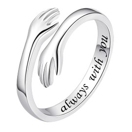 Umarmung Ring für Damen, 925 Sterling Silber Ringe Always with You Versprechensringe Verstellbare Fingerring Stapelbare Freundschaftsringe Schmuckgeschenke