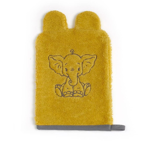 ClassyBaby - Animal Embroidered Washcloths, Kids Washcloths and Bath Gloves; Baby Burp Cloths,100% Cotton Luxury Towel, Highly Absorbent Lightweight Newborn Washcloth, 1 Count, Orange Elephant