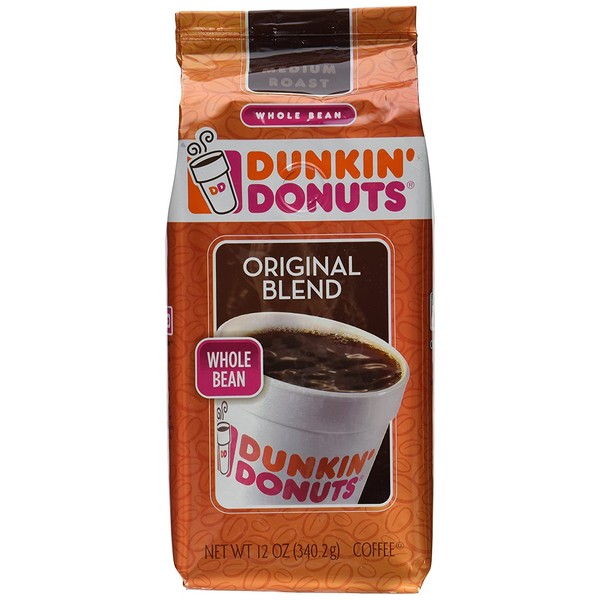 Dunkin' Donuts Original Blend Medium Roast Whole Bean Coffee 12 OZ (Pack of 12)