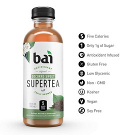 Bai Iced Tea, Socorro Sweet, Antioxidant Infused Supertea, 18 Fluid Ounce Bottle