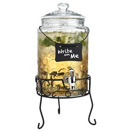 Classic Beverage Drink Dispenser Hammerd Durable Glass on Stand 1.5 Gallon with Chalk Board And Spigot
