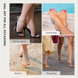 150 Unidades Press On Francés Pedicura Uñas Postizas Para Pi