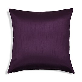 Aiking Home Solid Faux Silk Decorative Pillow Cover, Zipper Closure, 18 by 18 Inches, Eggplant