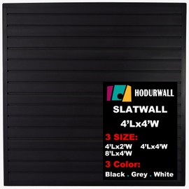 Slatwall Panels 4'x 4' Garage Slat Wall Storage Systems, Slat Wall Paneling Garage Wall Organizer, Black Slat Board PVC Wall Panels Slatwall Displays Garage Tool Organizer Wall Mount Ladder Bike Rack