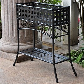 International Caravan Mandalay Iron Rectangular Plant Stand