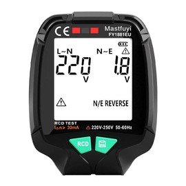 Ticfox Socket Tester – 20 Sets Data Storage Liquid Crystal Full Screen Socket Tester, Mass Zero AC Voltage 30V-250V RCD Test Plug Polarity Phase Test (EU Plug)