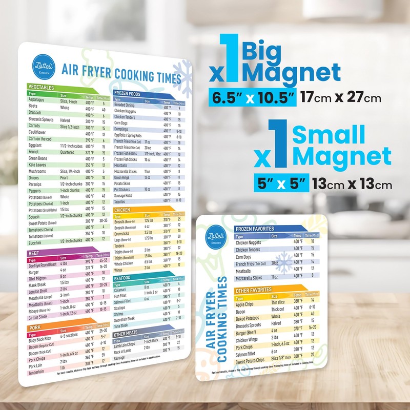 Air Fryer Magnetic Cheat Sheet Set - Air Fryer Accessories