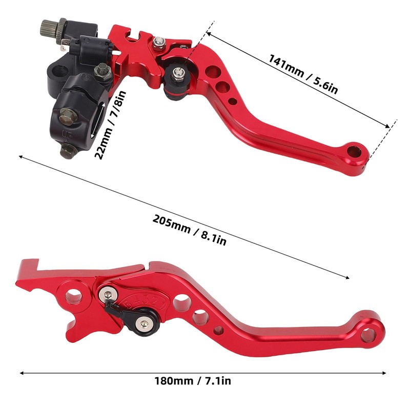 Motorcycle Brake Master Cylinder Clutch Lever, Universal 7/8'' 22mm Handlebar