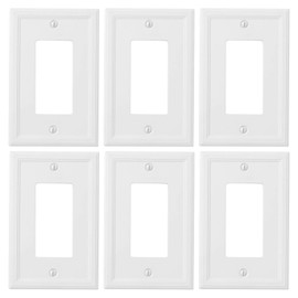 Questech Single Rocker Insulated Light Switch Cover Decorative Wall Plate, White, 6 Pack