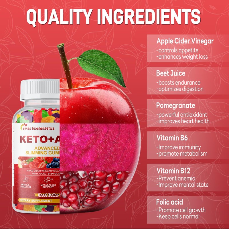 Keto Apple Cider Vinegar Gummies, Keto ACV Gummy Diet Supplement,