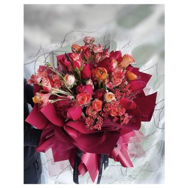 XICHEN 20 Sheets/Korean style waterproof Colors Flower Wrapping Paper,Florist Bouquet Paper,DIY Crafts,gift wrapping paper ouya paper58 x 58cm/22.8x 22.8 inch (Wine red)