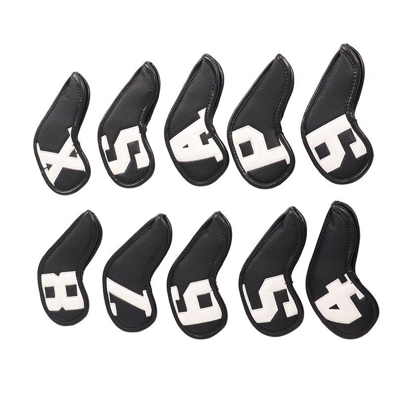 10pcs set PU Waterproof Golf Club Iron Cover Fine Sewing