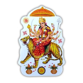 The Saviour Goddess Durga Hindu God Sticker (Size 6" x 5" Inches)
