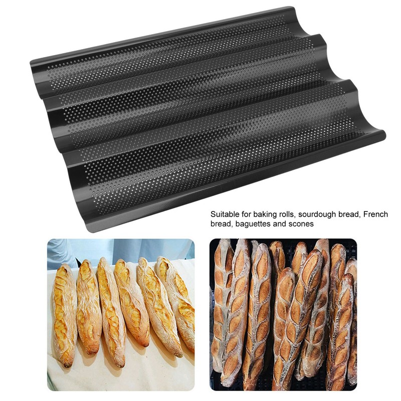 Baguette Pan Stainless Steel U Shape Uniform Heating Perforated Design