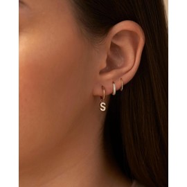 MIDEEO Initial Hoop Earrings for Women, 14K Gold Plated Letter Earrings Hypoallergenic Thick Monogram Cute Letter Name Chunky Hoop Jewelry for Christmas Gifts