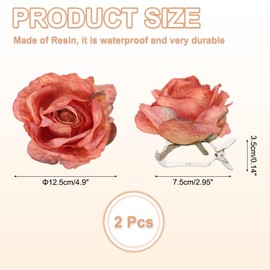 PATIKIL Rose Flower Curtain Tiebacks, 2 Pcs Artificial Floral Curtain Tie Clips, Modern Curtain Holder Buckles, Window Drapery Decorative Clips for Home, Room, Office, Red
