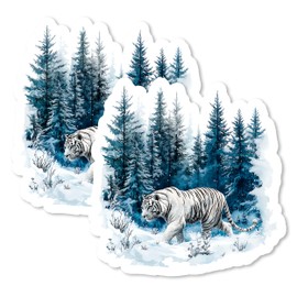White Tiger Magnet 4 Inch 2-Pack– Strong Vinyl Decorative Animal Magnets for Fridge Locker Kitchen Office – Cute Fun Aesthetic Cool Durable & Long-Lasting Souvenir ID44999