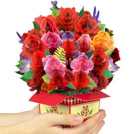 CNLITIHEKA Pop Up Rose Flower Bouquet Card Get Well Soon Cards 3D Pop Up Birthday Card Thinking of You Greeting Card for Christmas Congratulations Gifts Includes Envelop.