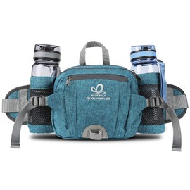 WATERFLY Waist Bag Fanny Pack with Water Bottle Holder Hiking Waist Pack for Men Women Traveling Walking Camping Waist Pouch (Teal Blue)