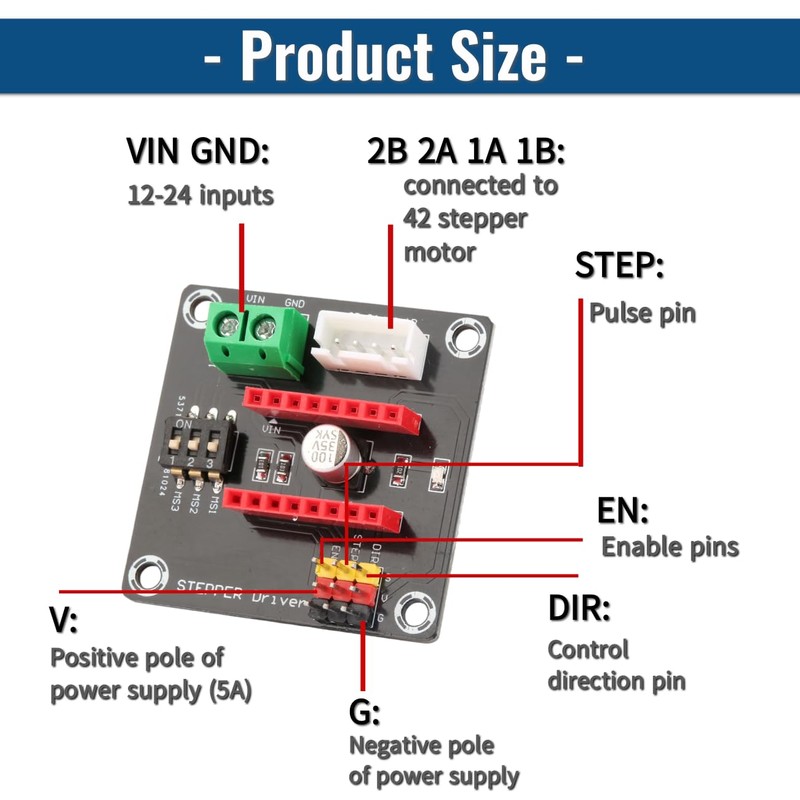 Hapivida Stepper Motor Driver, Compact Precision 3D Printer Stepper Motor