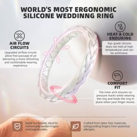 Egnaro Silicone Ring Women, Stackable Braided Rings for Women, Breathable Inner Arc Rubber Rings Women, Unique Design Silicone Wedding Bands Women