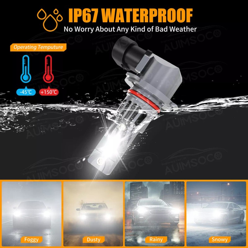 AUIMSOCO 10000K 4X LED Headlights High Low Light Bulbs For