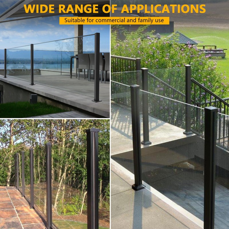 VoTwoofv Glass Railing End Post 35.8",304 Stainless Steel Glass Balustrade