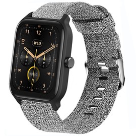 Compatible for TOOBUR Smart Watch Band, Sahouden Breathable Nylon Woven Fabric Replacement Strap Compatible with TOOBUR IDW13/AITAFY IDW13/VRPEFIT IDW13/Konitee IDW13 1.8 inch Smart Watch (Gray)