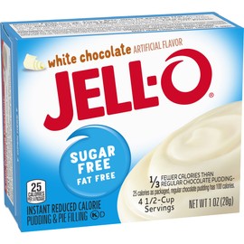 Jell-O Zero Sugar Instant Pudding & Pie Filling Mix, White Chocolate Flavor, Fat Free Reduced Calorie Dessert for Baking, Pies & No-Bake Recipes, 1 oz (Pack of 24)