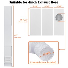 GCGOODS Dryer Vent Window Seal Plates for 4 Inch Dryer Hose, Adjustable Dryer Vent Window Kit with Louvered Vent Cover, Universal Sealing Panels for Sliding Windows, Aluminum Seal Tape Included