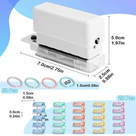MAOMUN 71 PC Binding Machine Set Includes 1PC Mini 6-Hole Binder Punch with 20PC 5 Ring Loose Leaf Binder Rings 50PC Small Binder Ring for Scrapbook Photo Album Learning Cards DIY(A4/B5/A5)