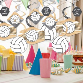 Big Dot of Happiness Bump, Set, Spike - Volleyball - Baby Shower or Birthday Party Hanging Decoration Swirls - Set of 40