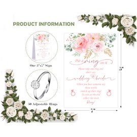 Blush Pink Floral Don't say Bride or Wedding Game, Put a Ring on It Bridal Shower Game with 50 Fake Rings, Bridal Shower Decorations, Wedding Shower or Bachelorette Party Supplies - 12