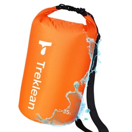 Treklean Dry Bag, Waterproof Floating and Lightweight Dry Bags, Roll Top Sack Keeps Gear Dry, for Kayaking, Rafting, Boating, Swimming, Camping, Hiking, Beach, Fishing outdoor (Orange-35L)