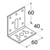 60mm x 40mm x 60mm Galvanised Adjustable Angle Brackets for