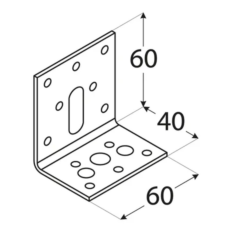 60mm x 40mm x 60mm Galvanised Adjustable Angle Brackets for