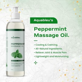 Aquableu Eucalyptus Massage Oil 100% Pure & All-Natural - Natural at-Home Massage Therapy, Soothes Skin & Muscles - Full Body Relaxing Massage Oil for Men and Women 12 fl oz