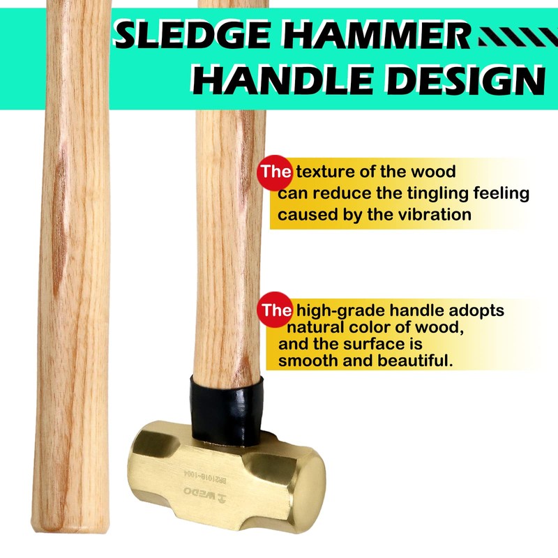 WEDO Brass Sledge Hammer with Wooden Handle, 400mm, 16", 6lb