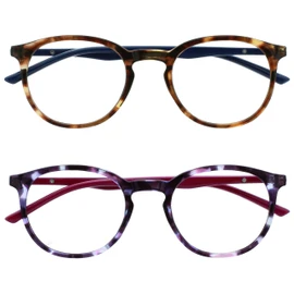OPULIZE-Met 2 Paquete de gafas de lectura con bloqueo de luz azul Juegos de computadora Marrón Púrpura Hombres Mujeres BB6025 +3.00