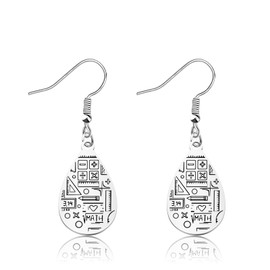 OKEYCH Math Lover Gift Math Teardrop Earrings Math Teacher Jewelry Math Geek Gift Mathematical Present (Math Teardrop E C)