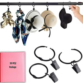 iHomeBlinds Clip Stainless Steel Openable Circle Hooks Curtain Clips, 30 Pack Hanging Party Lights Hangers Gutter Photo Camping Tents, Art Craft Display, Garden Courtyards Decoration, 1.5 Inch Black