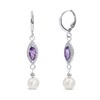 Freshwater Pearl & amethyst Gemstone Earrings, 925 Sterling Silver, Leverback