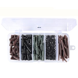120pcs/box Carp Fishing Tackle Kit Bundle Safety Leader-Clips Quick Swivel Anti-Tangle Sleeve Kit