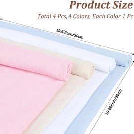 CABODYALS 50 cm, 4 pieces, plain linen embroidery, linen squares, fabric made of pure linen, soft, multicoloured, embroidered, handmade fabric for sewing, making clothing accessories, patchwork, DIY