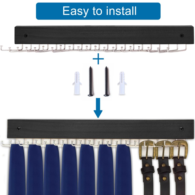 CENZICOM Tie Rack Wall Mounted, 360°Rotating Tie Hanger Belt Organizer